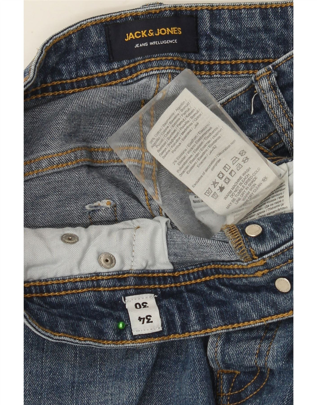 Мужские узкие джинсы JACK & JONES W34 L30 синие, хлопок