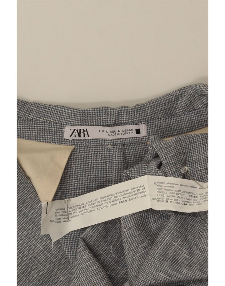 Мужской пиджак Zara на 2 пуговицах UK 40, большой серый полиэстер с узором «гусиные лапки»