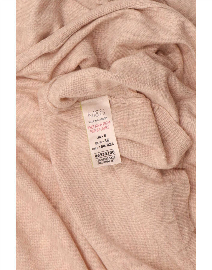 Женский открытый кардиган Marks & Spencer UK 8, маленький, бежевый, полиамид