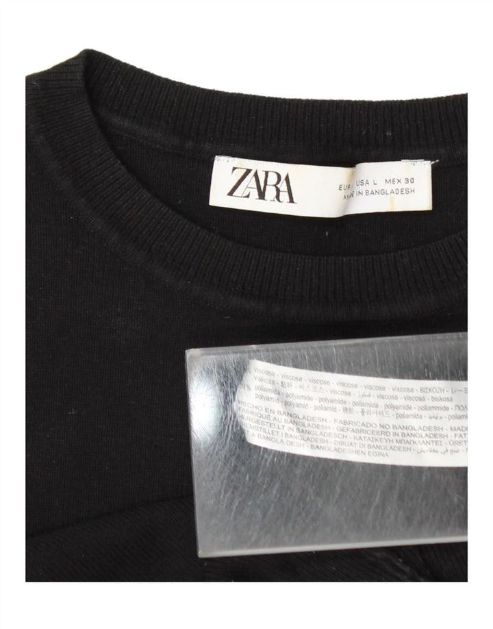 Женский укороченный жилет Zara UK 14, большой черный, вискоза