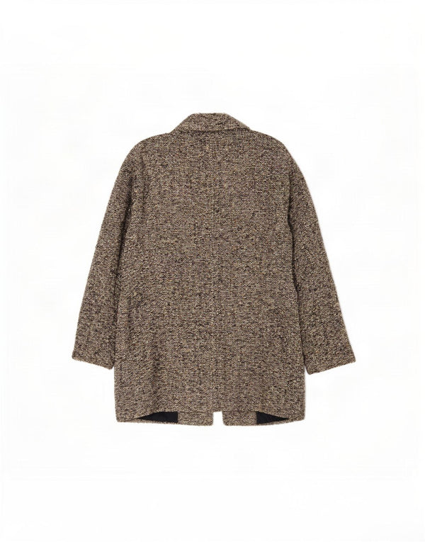 Massimo Dutti Womens 3/4 Sleeve Overcoat EU 38 Small Brown Flecked