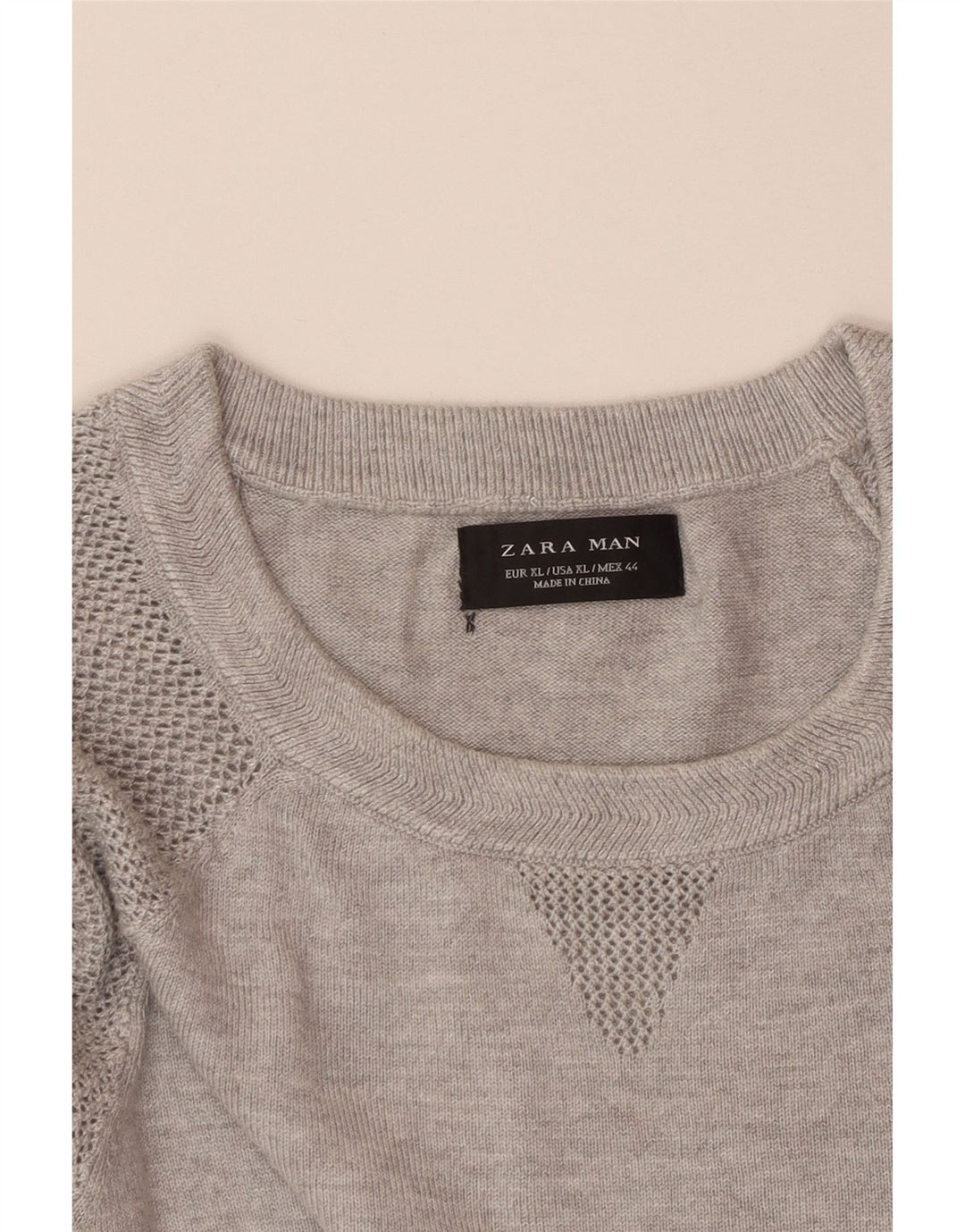 Мужской джемпер с круглым вырезом ZARA с короткими рукавами, XL, серый