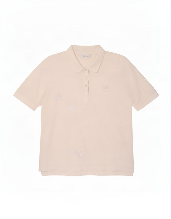 Женская рубашка-поло свободного кроя Lacoste UK 14, средний белый хлопок, белый цвет