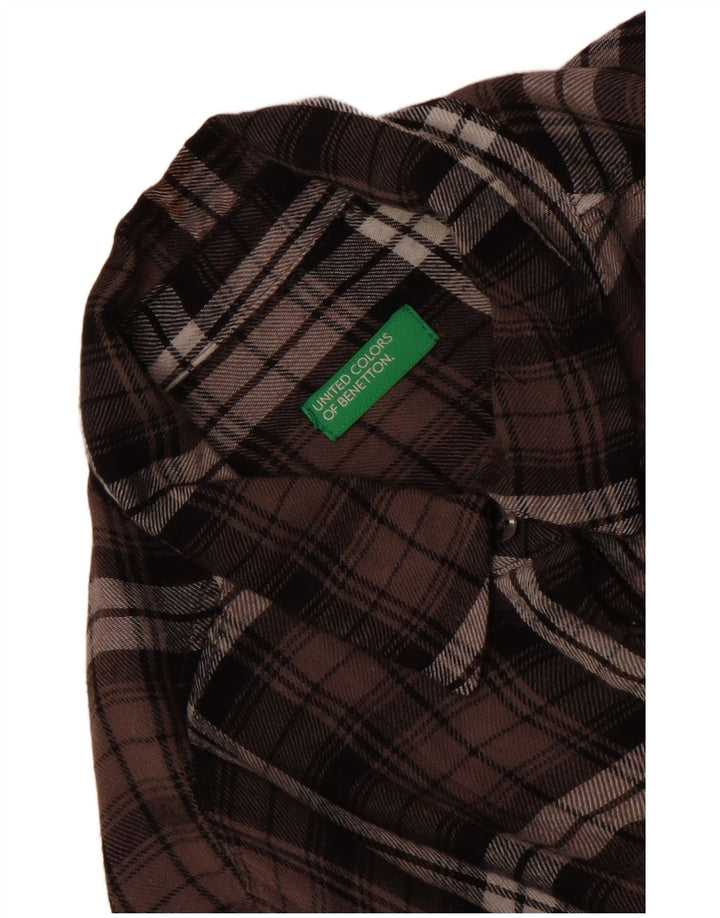 Женская фланелевая рубашка Benetton UK 14, большая коричневая клетка