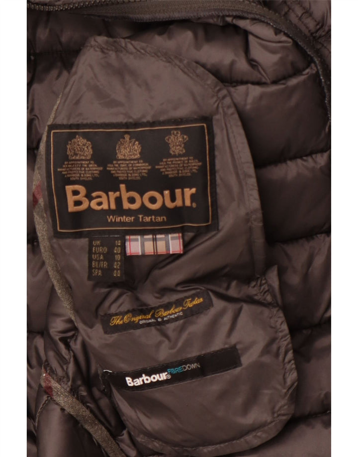 Женская зимняя стеганая куртка в клетку тартан Barbour UK 14, большая серая зимняя