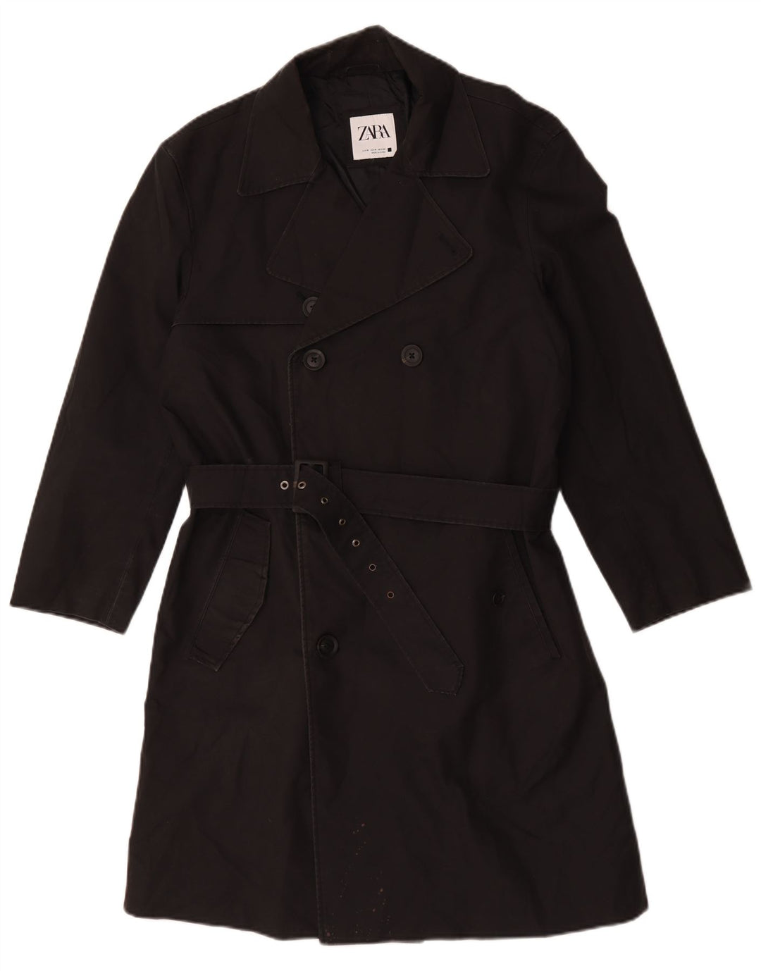 Мужской тренч Zara UK 38, средний черный, полиэстер