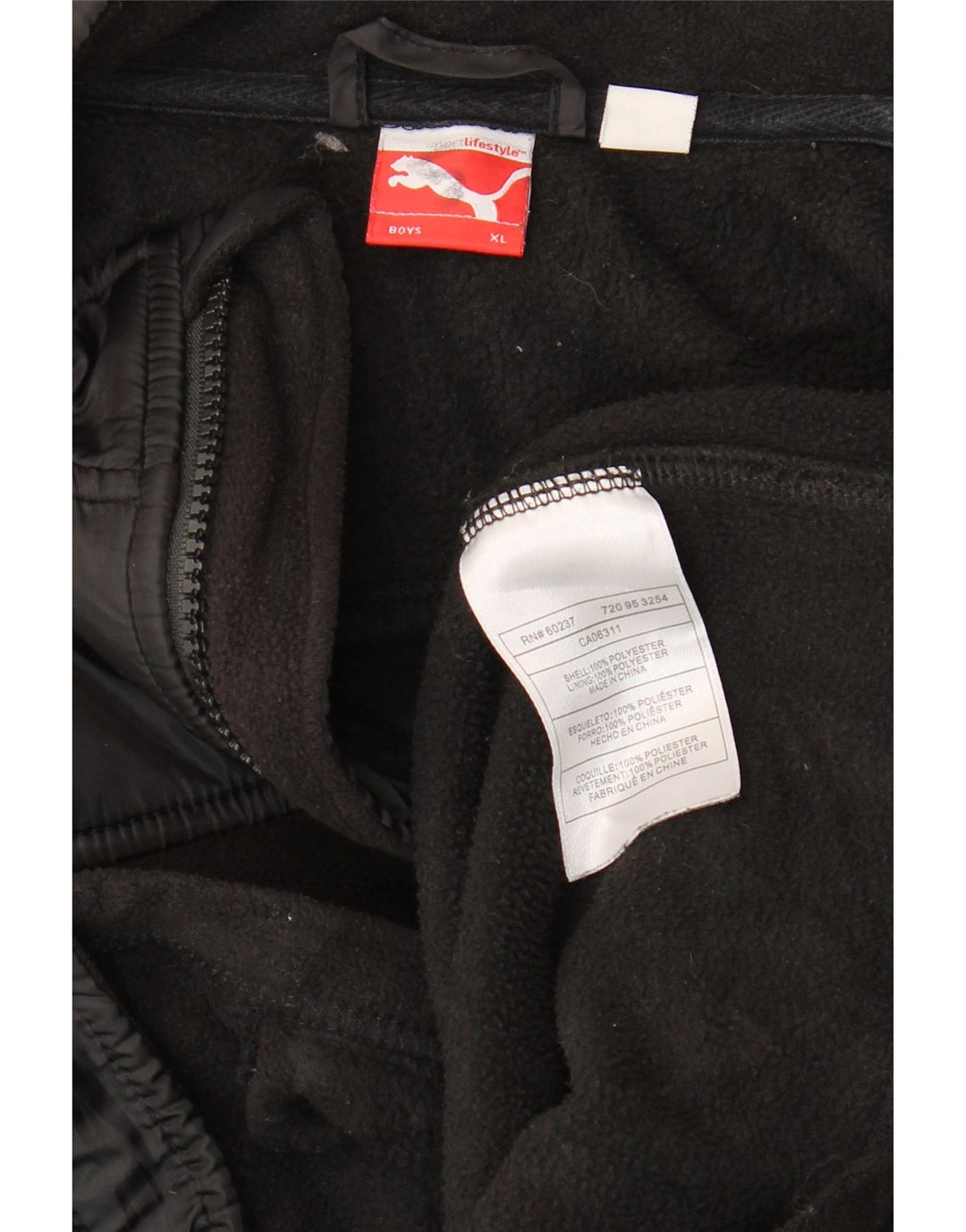 Флисовая куртка Puma для мальчиков с рисунком 13–14 лет, XL, черный полиэстер