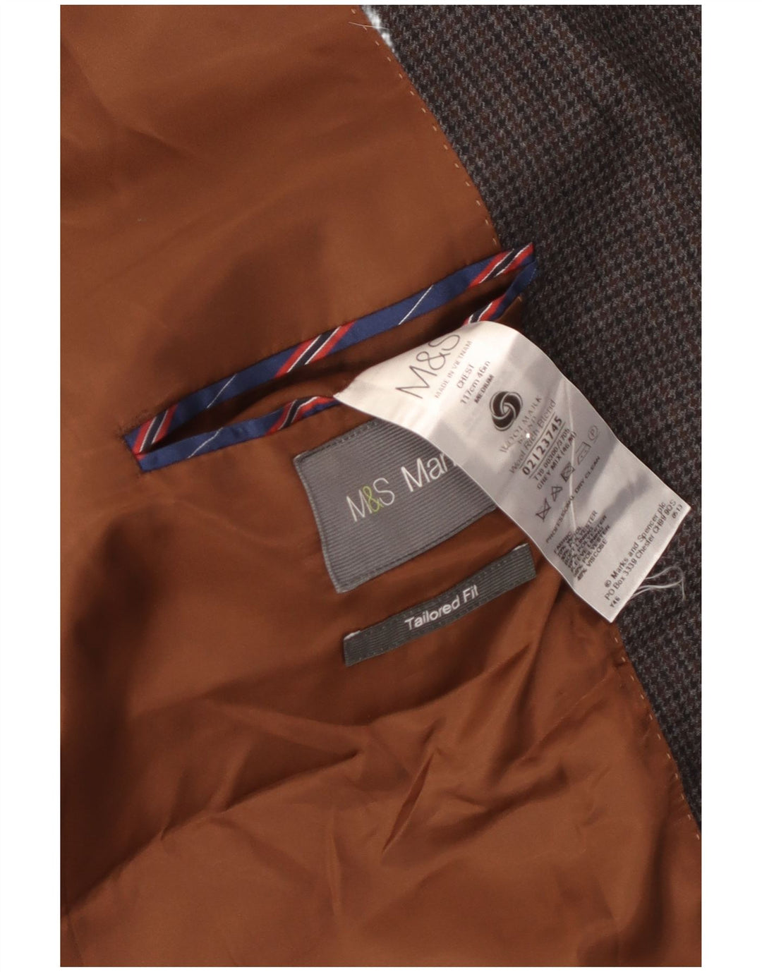Мужской пиджак приталенного кроя Marks & Spencer UK 46 3XL серый с узором "гусиные лапки"
