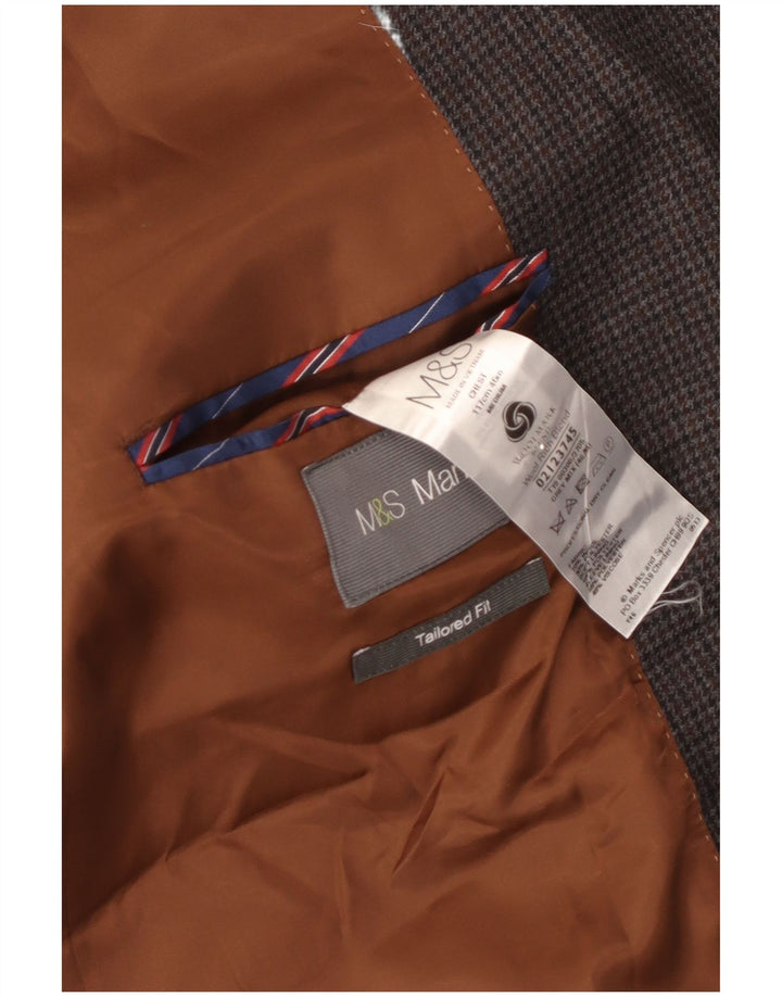Мужской пиджак приталенного кроя Marks & Spencer UK 46 3XL серый с узором "гусиные лапки"