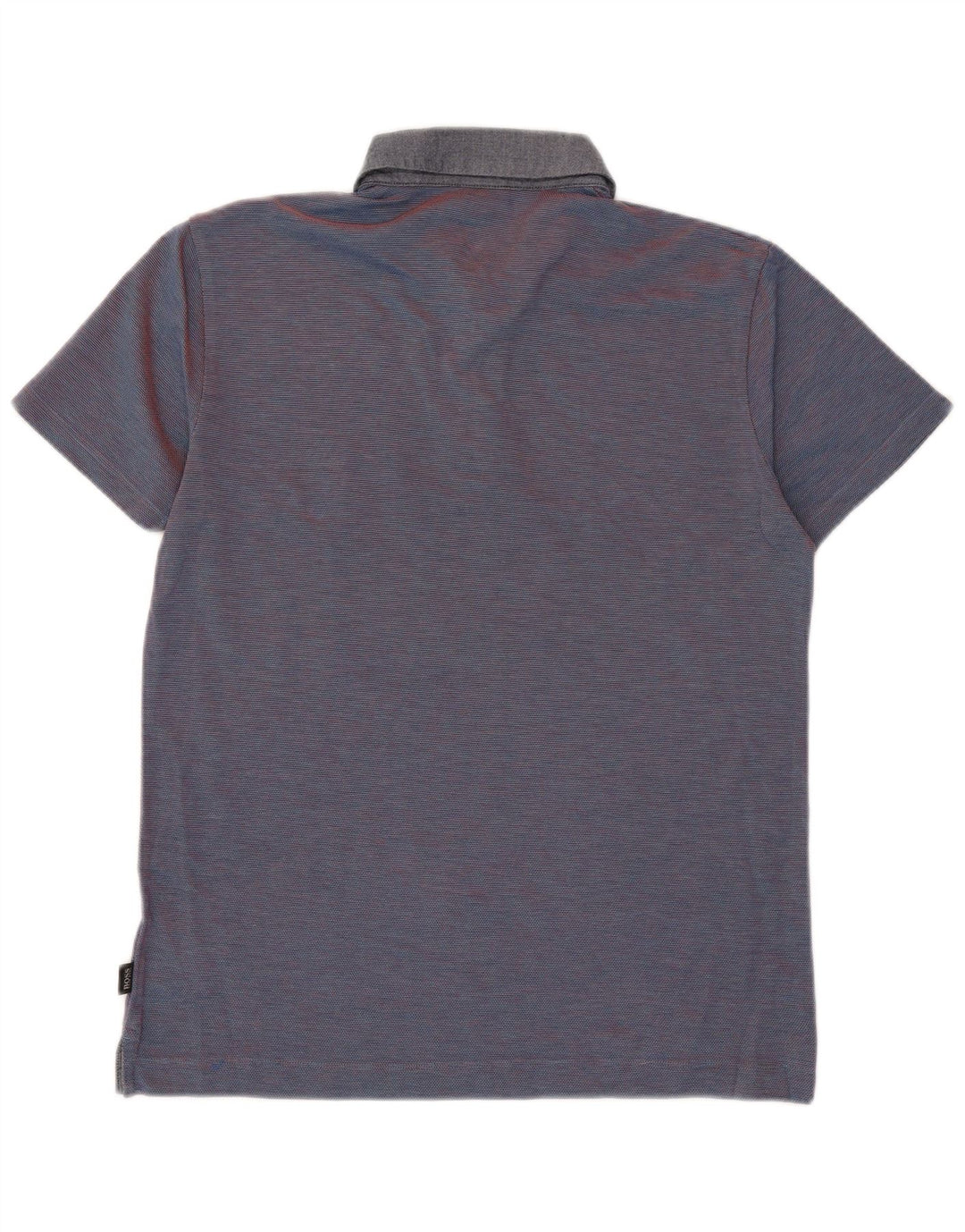 Мужская рубашка-поло приталенного кроя Hugo Boss, большая темно-синяя хлопковая полоска