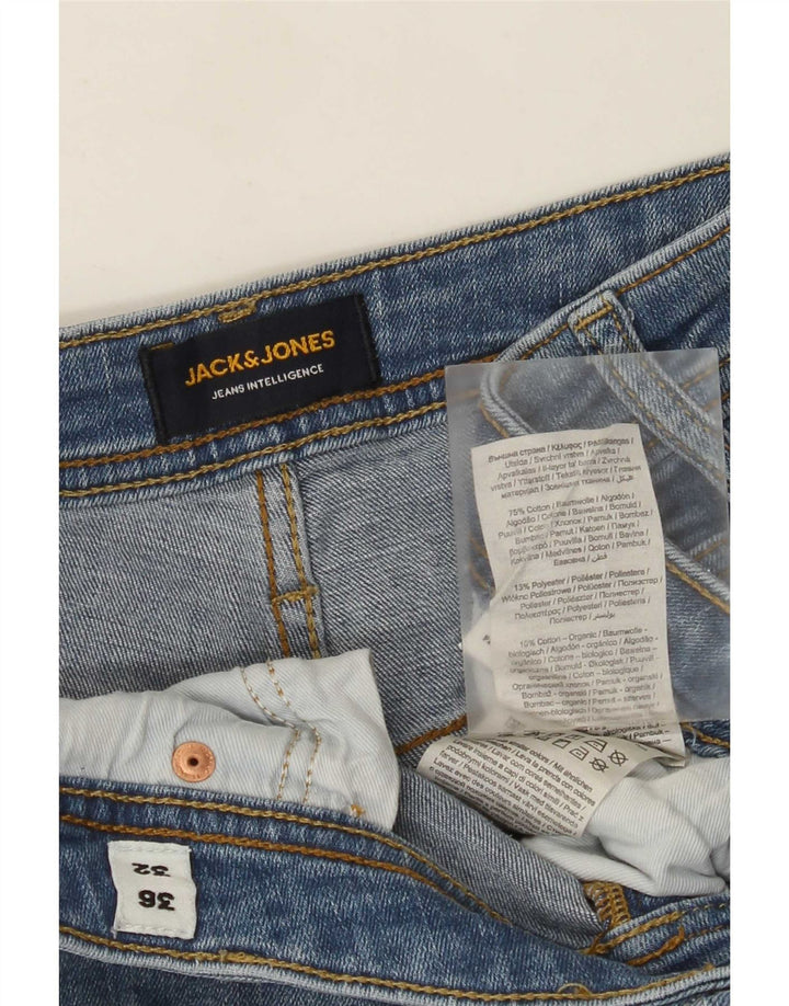 Мужские потертые узкие джинсы Jack & Jones W36 L32, синий хлопок