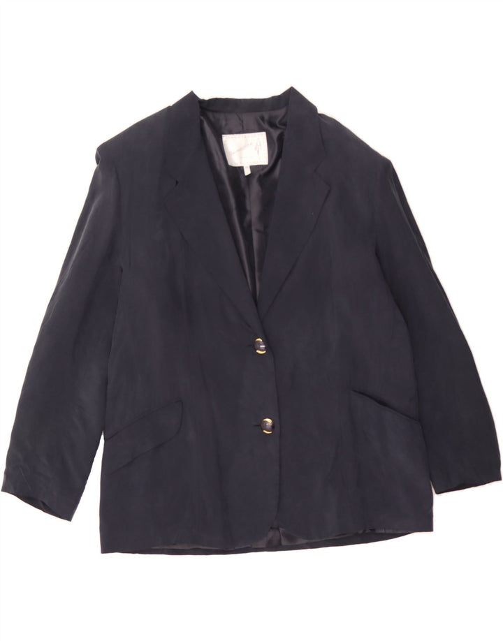 VINTAGE Womens 2 Button Blazer Jacket IT 52 2XL Navy Blue Cupro Vintage Vintage and Second-Hand Vintage from Messina Hembry 