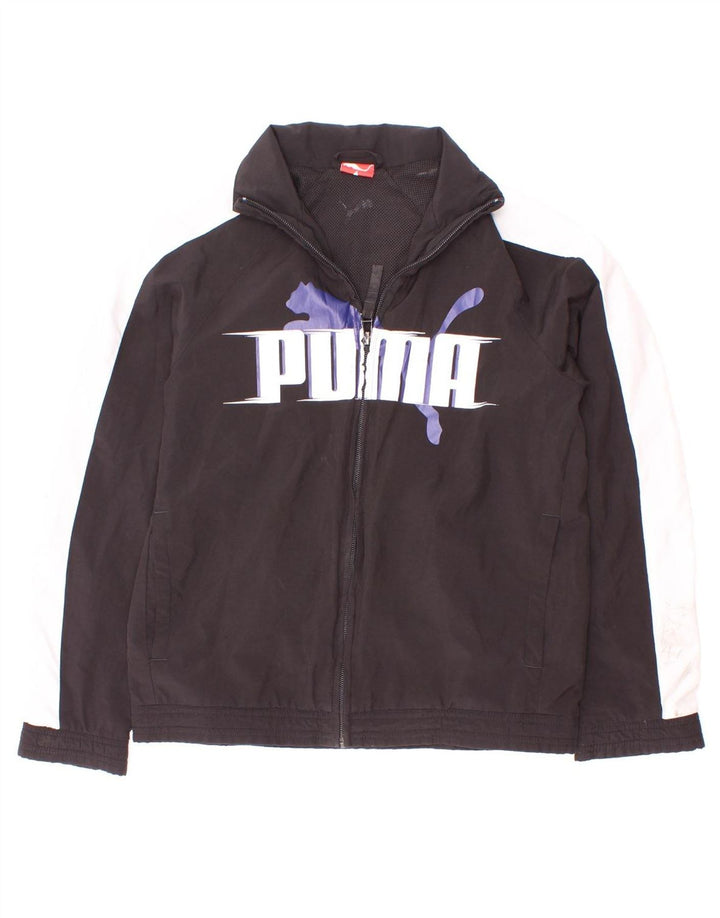Спортивный костюм Puma для мальчиков с графическим рисунком, верхняя куртка 9–10 лет, черный с цветными блоками