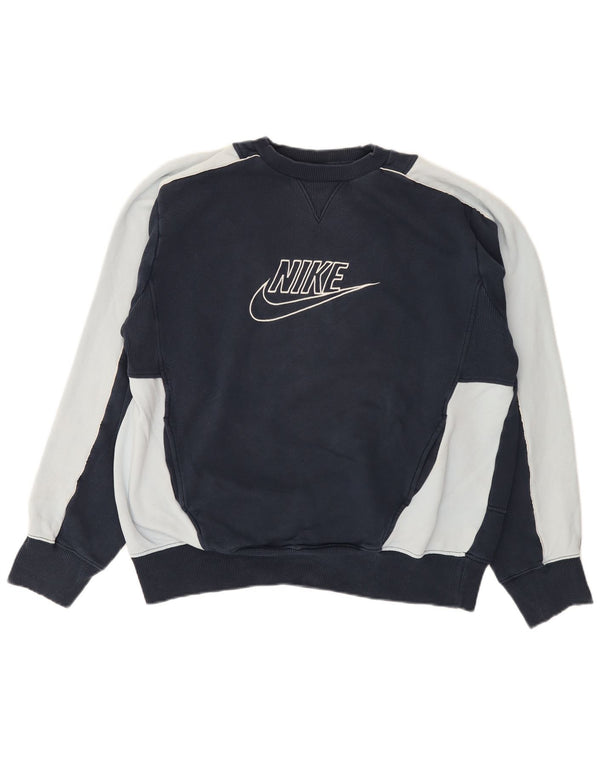 Мужской джемпер с рисунком Nike UK 42/44, большой темно-синий с цветными блоками