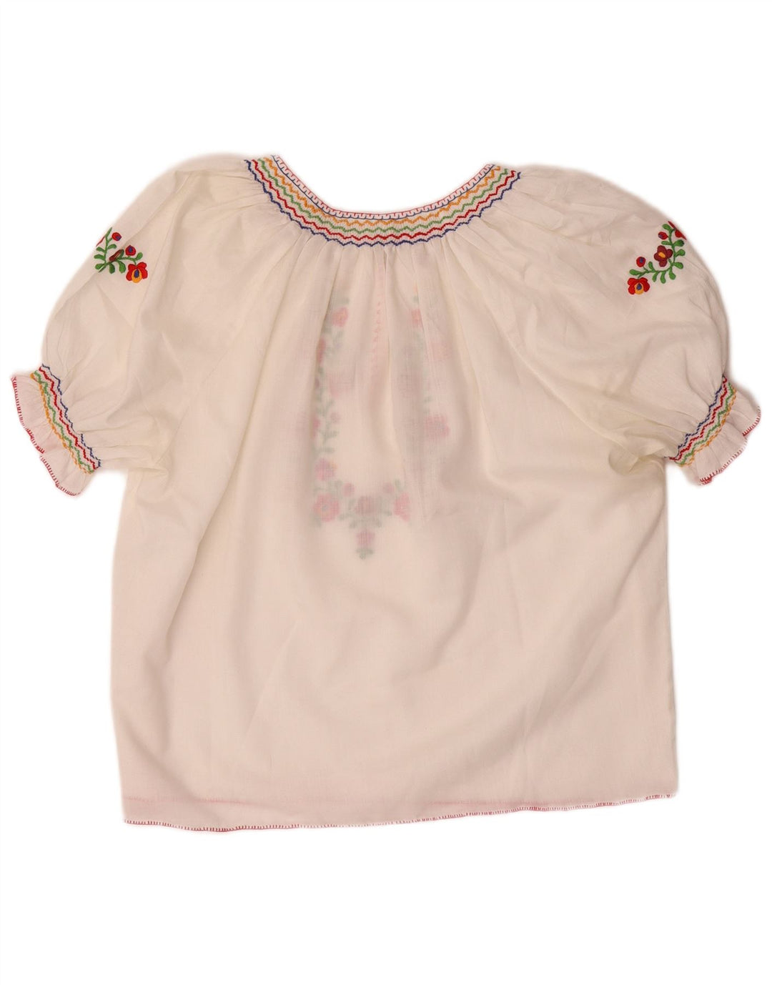 Женская укороченная блузка VINTAGE UK 16, большой белый полиэстер с цветочным принтом