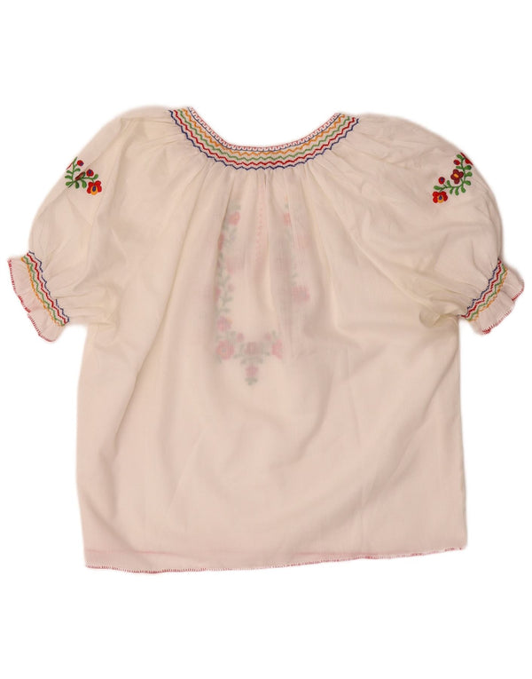 Женская укороченная блузка VINTAGE UK 16, большой белый полиэстер с цветочным принтом