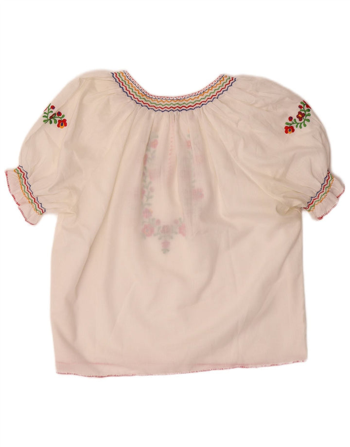 Женская укороченная блузка VINTAGE UK 16, большой белый полиэстер с цветочным принтом