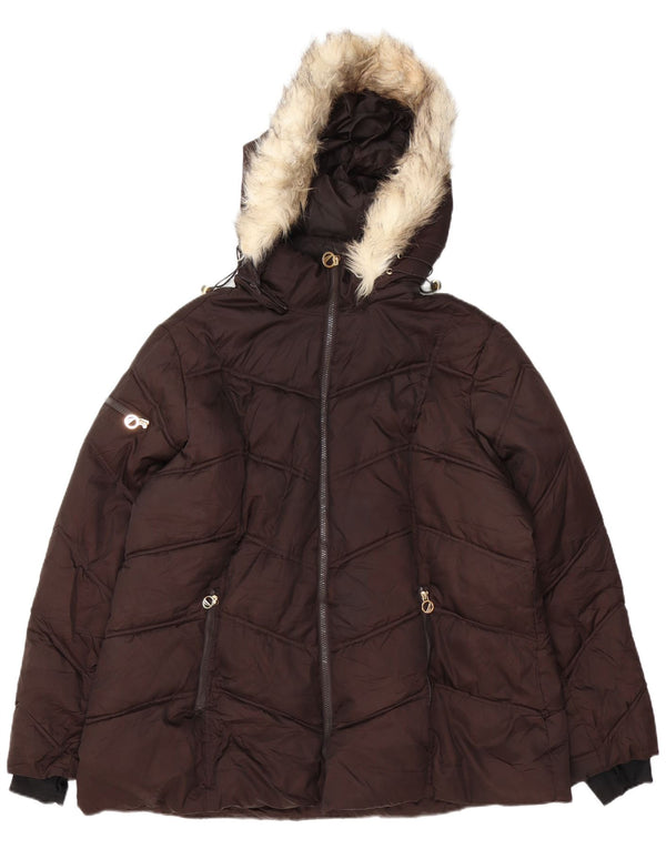 Женская утепленная куртка Nautica с капюшоном UK 20 2XL Коричневый полиэстер