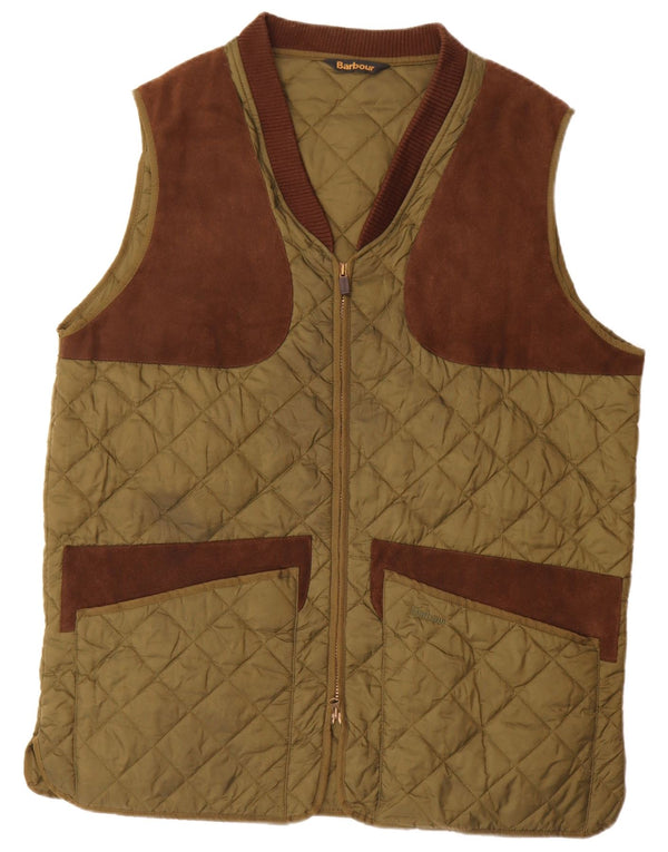 Мужской стеганый жилет Barbour UK 42 XL, цвет хаки, полиамид с цветными блоками