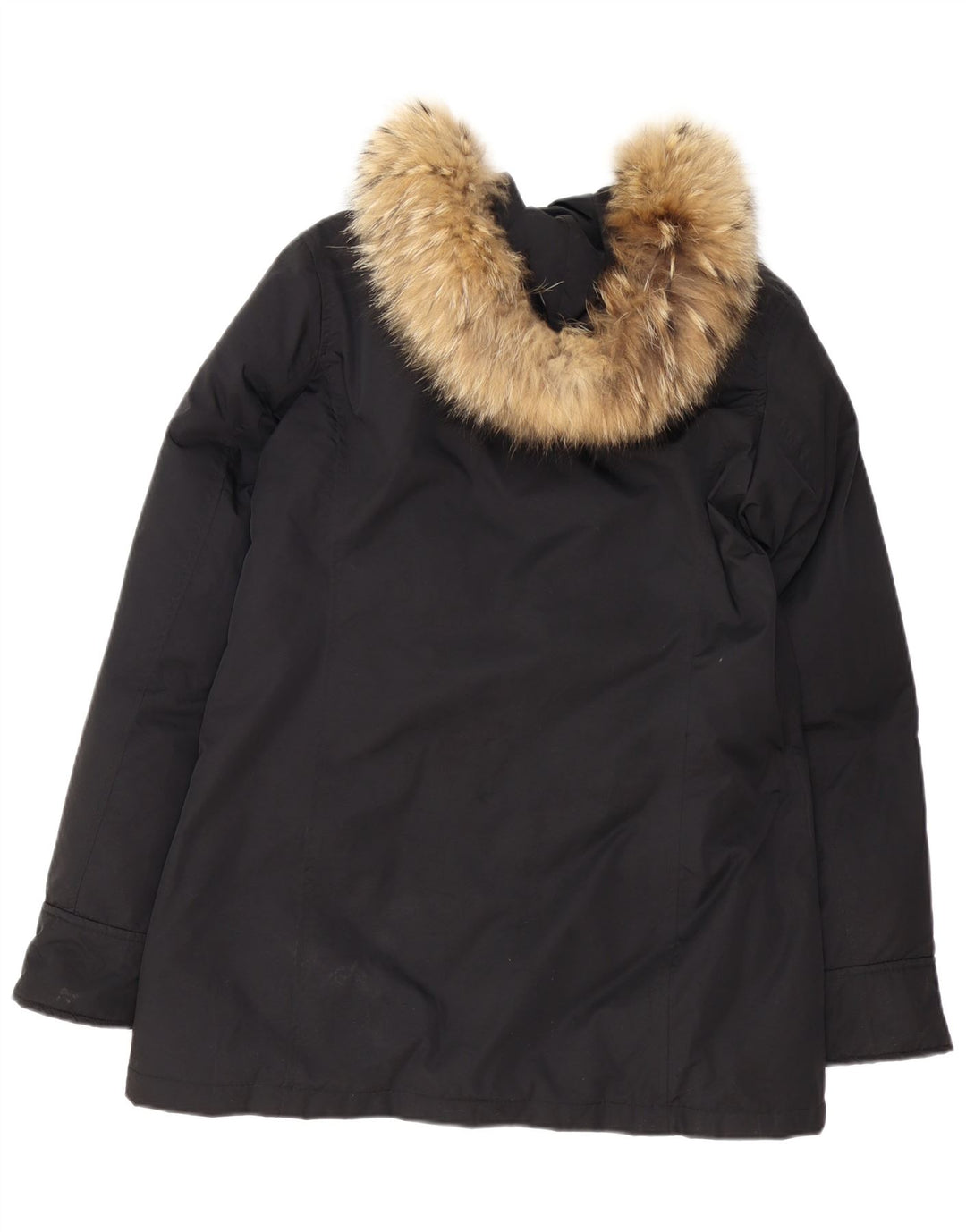 WOOLRICH Женское стеганое пальто с капюшоном UK 16, большой черный полиэстер