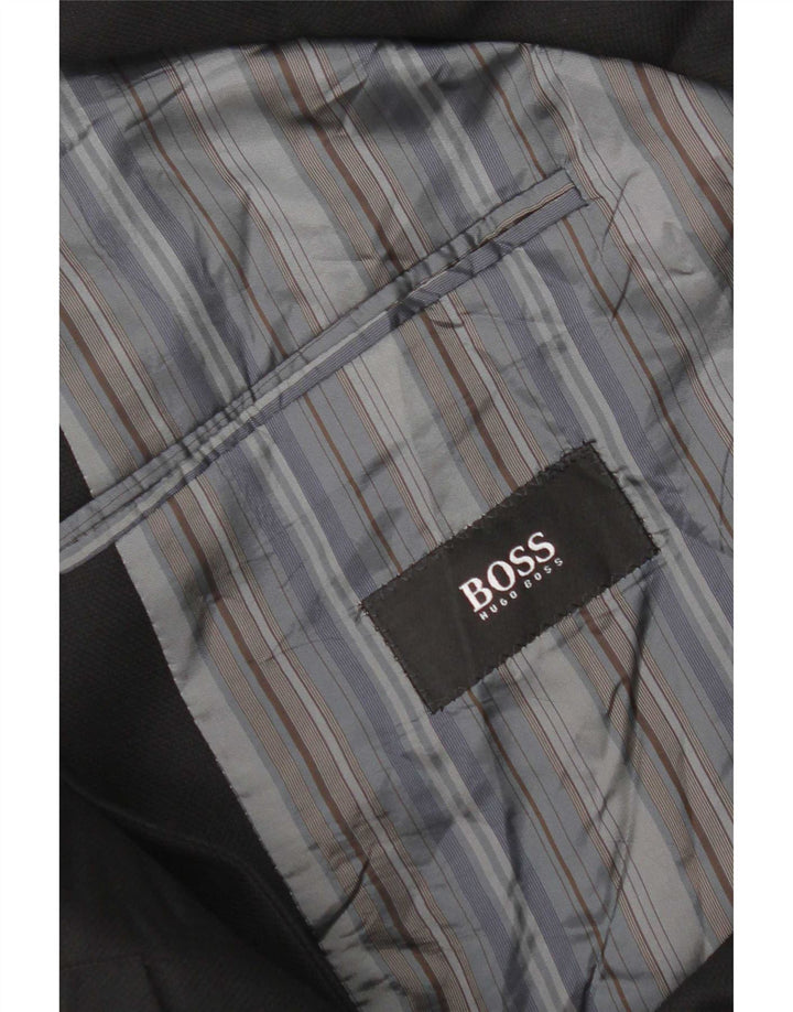 Мужской пиджак Hugo Boss на 3 пуговицах EU 56 3XL, черный из натуральной шерсти