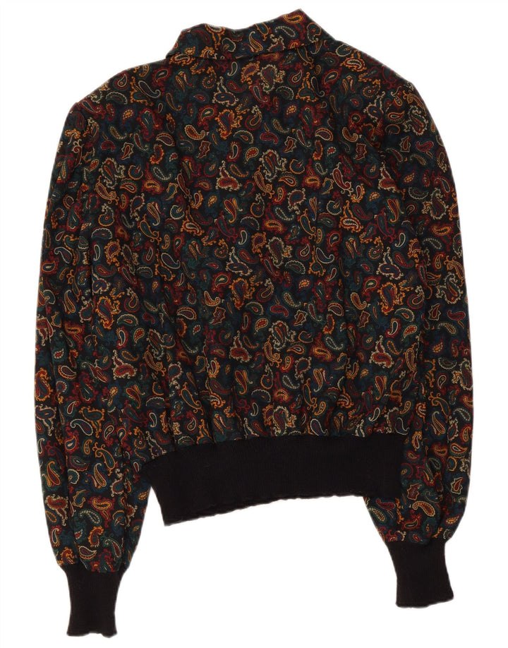 Винтажная женская блузка с длинным рукавом, топ UK 14, большой разноцветный пейсли