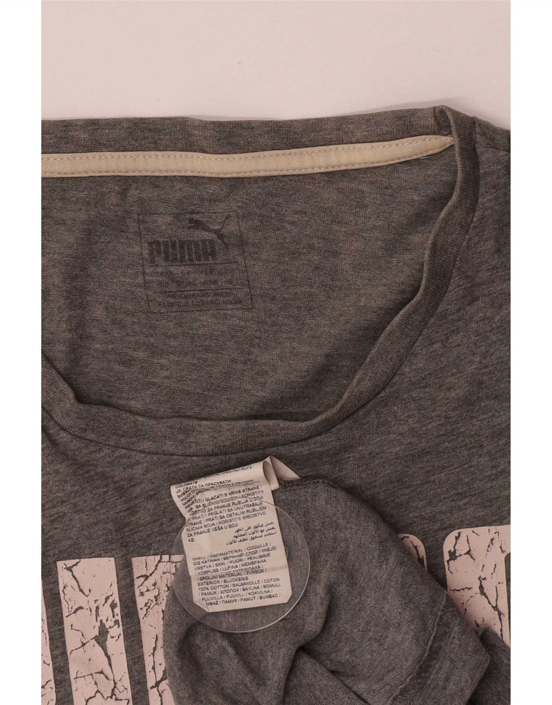 Мужская футболка с рисунком Puma, маленький серый хлопок