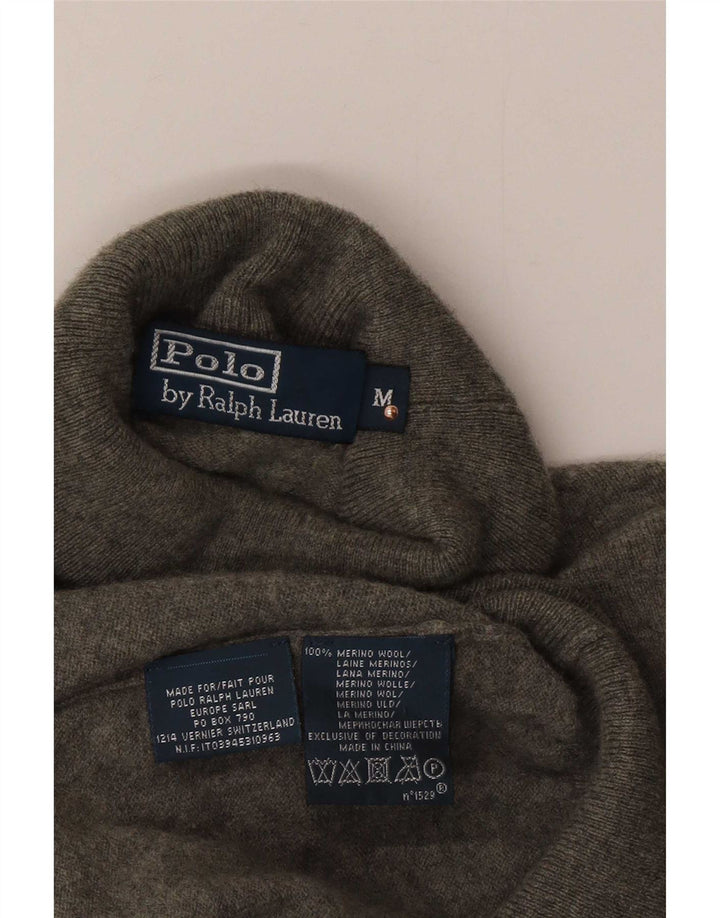 Мужской джемпер с высоким воротником Polo Ralph Lauren, средний серый шерстяной свитер