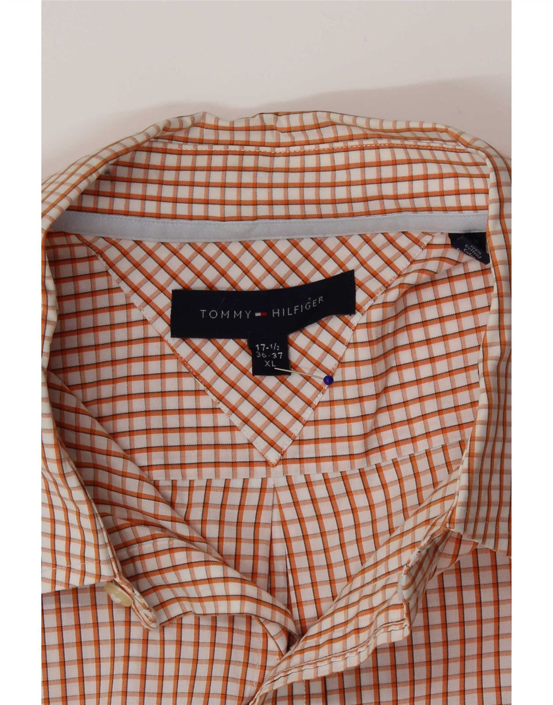 Мужская рубашка Tommy Hilfiger, размер 17 1/2 XL, оранжевая клетка