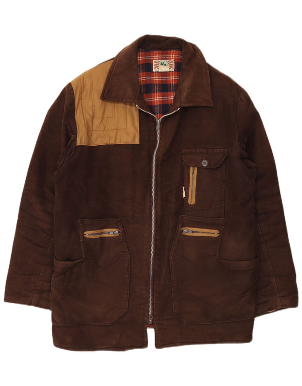 Винтажная мужская ветровка IT 54 2XL Коричневый хлопок с цветными блоками