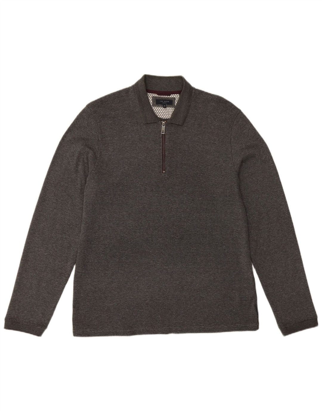 Мужская рубашка поло с длинным рукавом TED BAKER London, размер 5 XL, серая, хлопковая