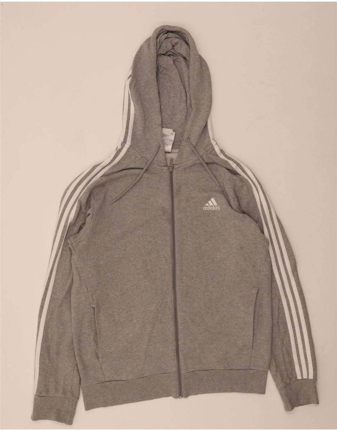 Adidas Мужской свитер с капюшоном на молнии стандартного кроя среднего серого цвета, хлопок
