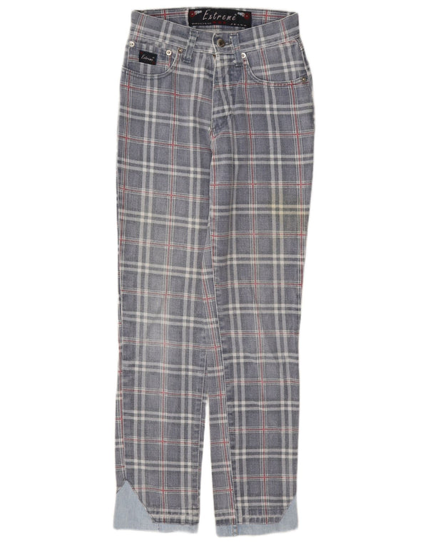 Extreme Womens Tapered Jeans W26 L29 Blue Check Cotton