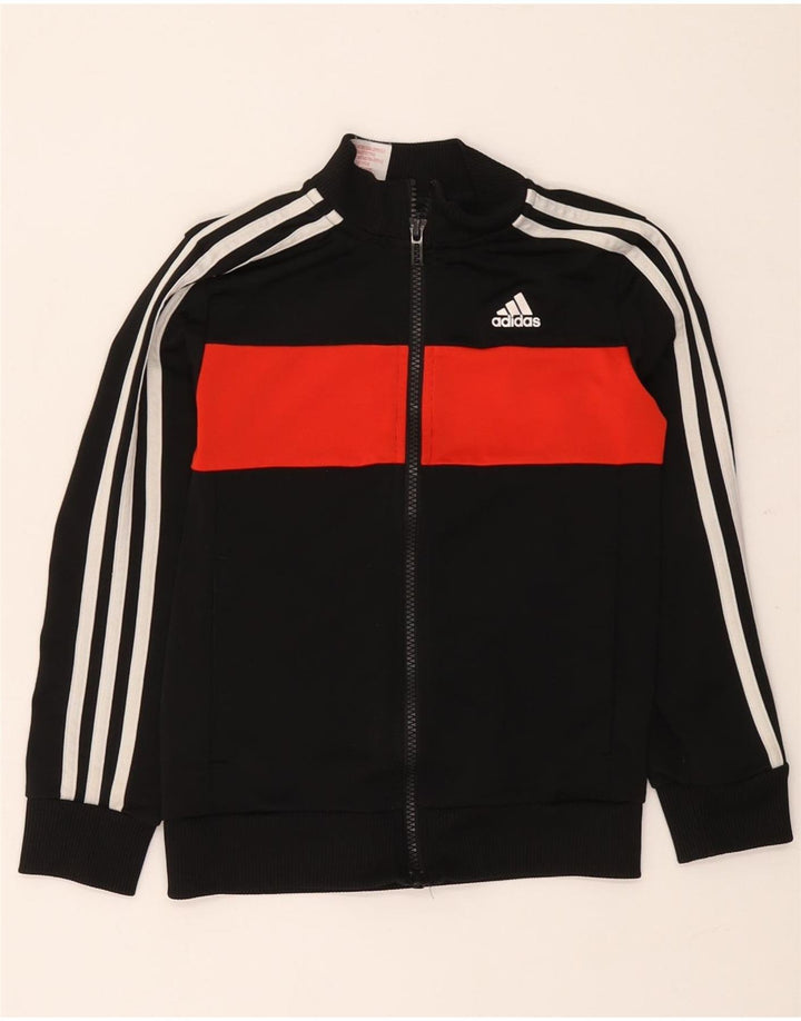 Спортивный костюм Adidas для мальчиков, верхняя куртка 7-8 лет, черный полиэстер с цветными блоками
