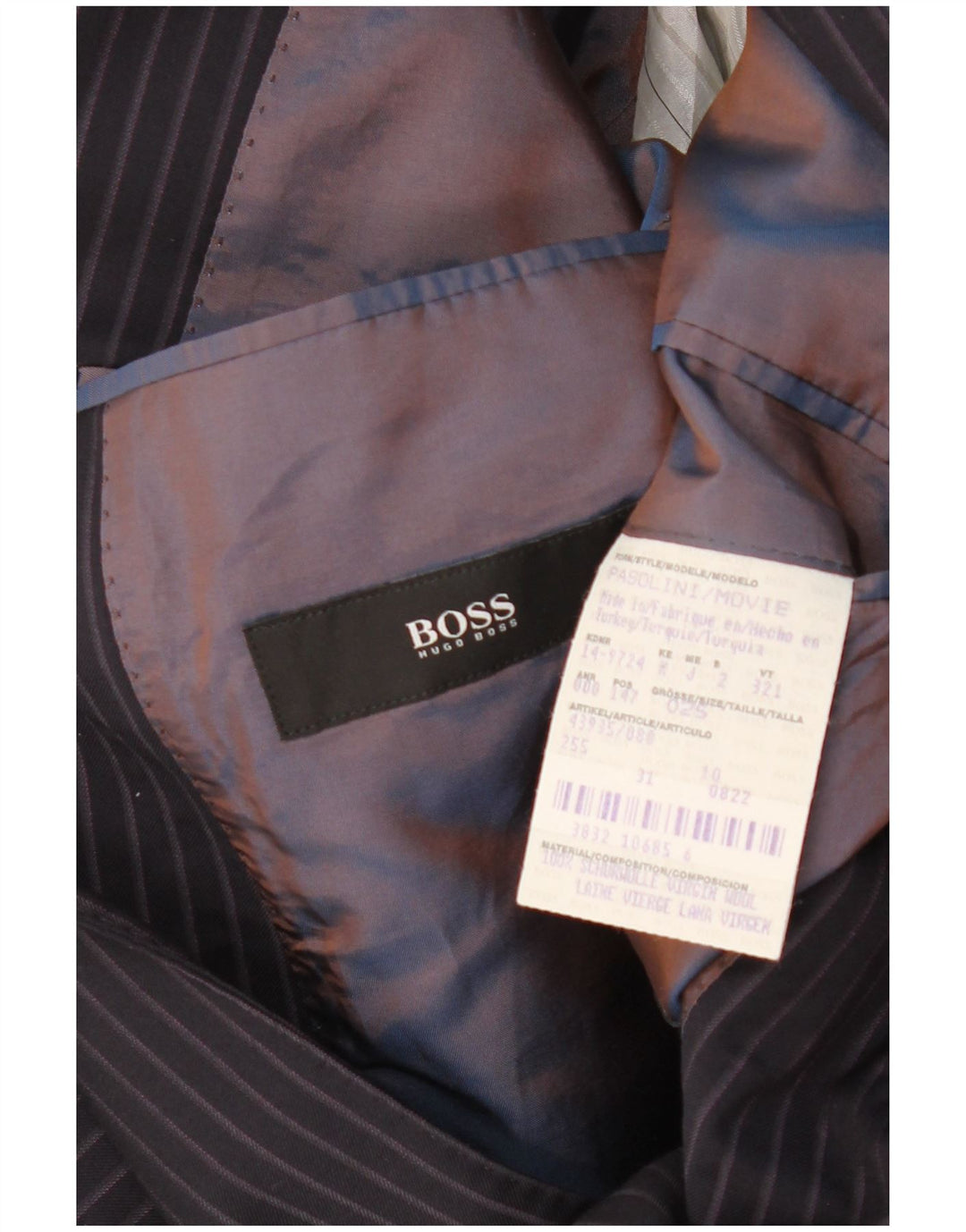 Мужской пиджак на 2 пуговицах HUGO BOSS UK 42 XL темно-синий в тонкую полоску
