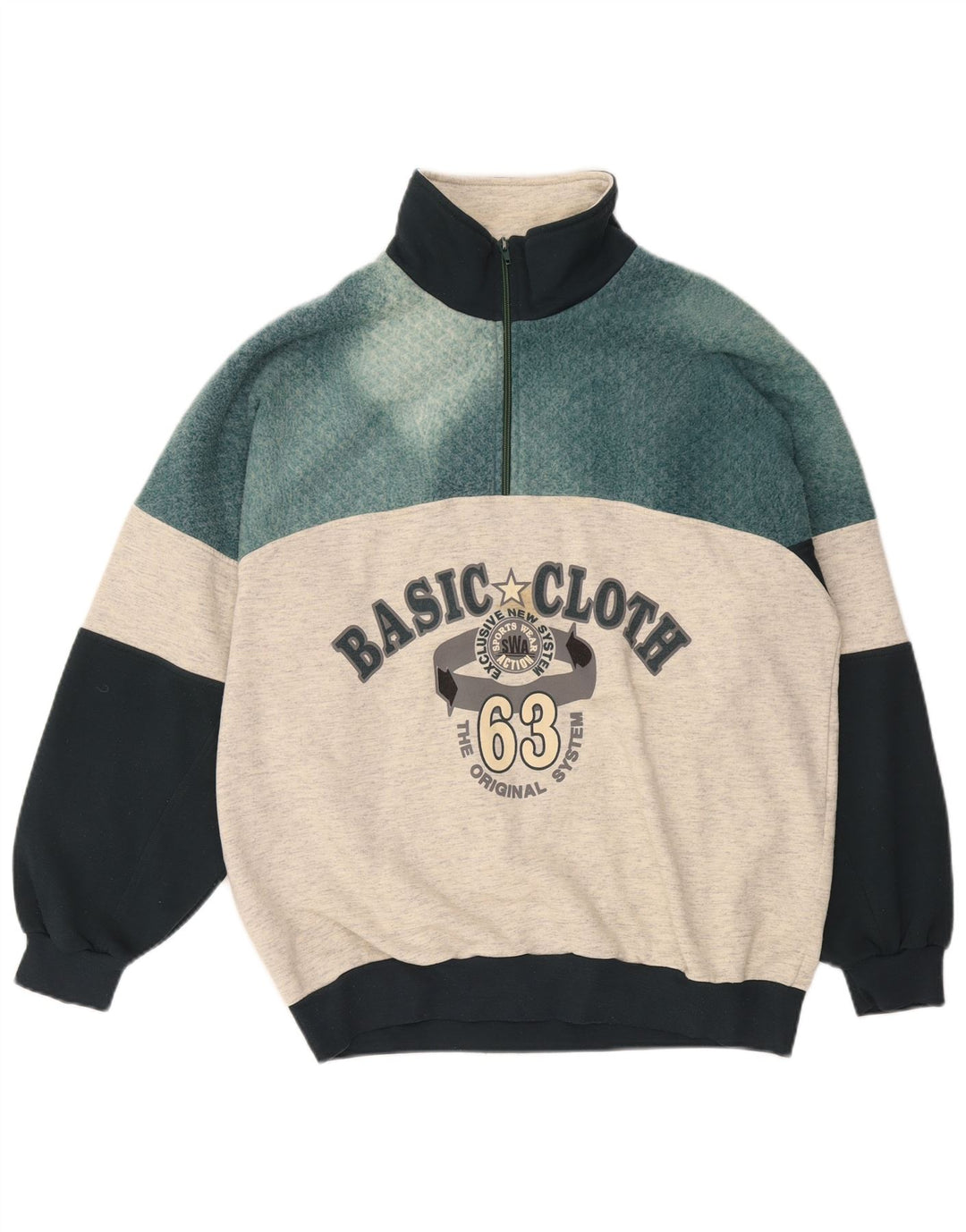 EXTE Мужской свитшот на молнии с рисунком, большой серый цветной блок