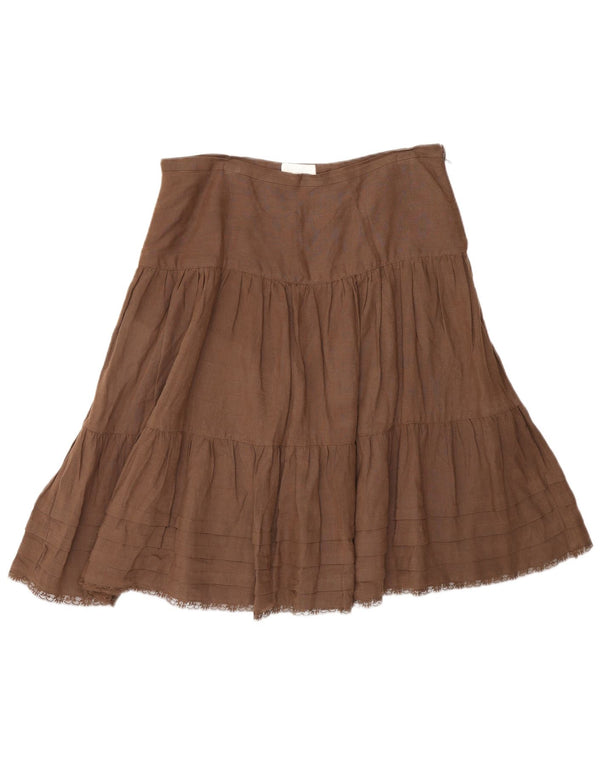Юбка женская многоярусная Massimo Dutti W30 среднего коричневого цвета из льна