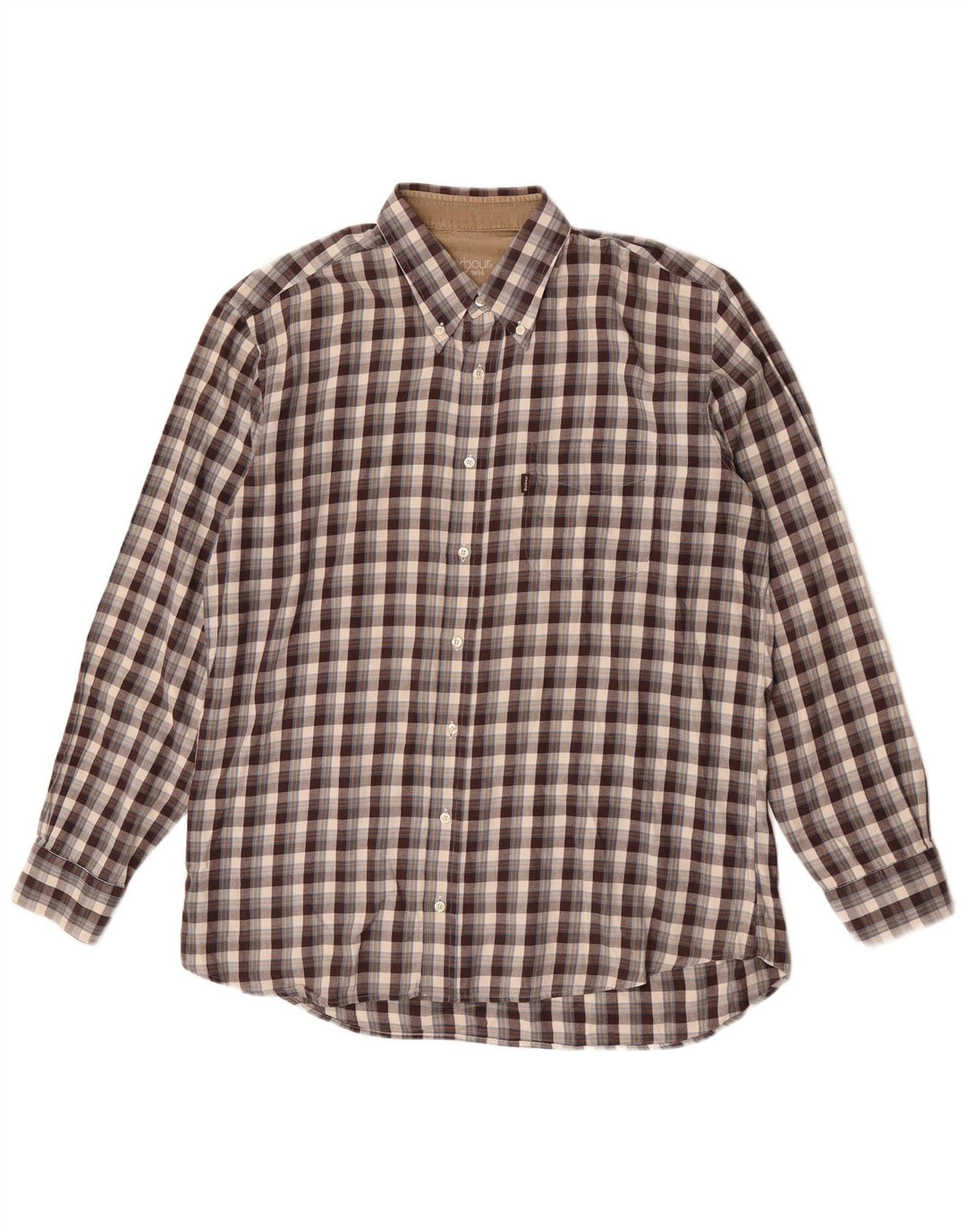 Мужская фланелевая рубашка Barbour, большая коричневая клетка, хлопок