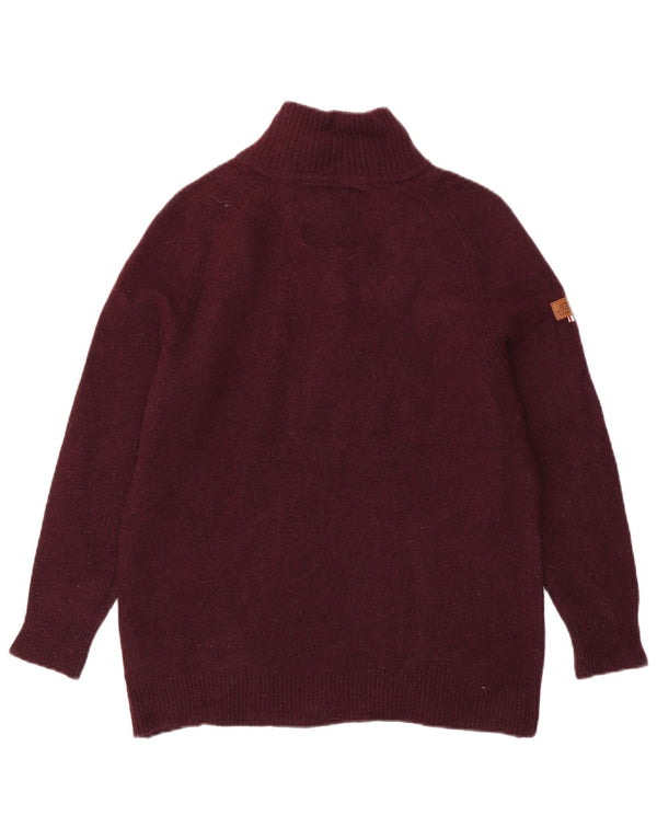 Женский свитер Superdry с воротником на молнии UK 20 2XL Бордовый из овечьей шерсти