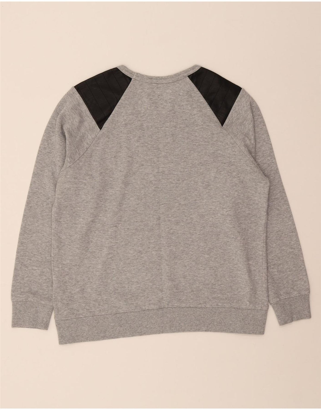 DKNY Womens Graphic Sweatshirt Jumper UK 12 Medium Grey Colourblock Cotton Vintage Dkny and Second-Hand Dkny from Messina Hembry 