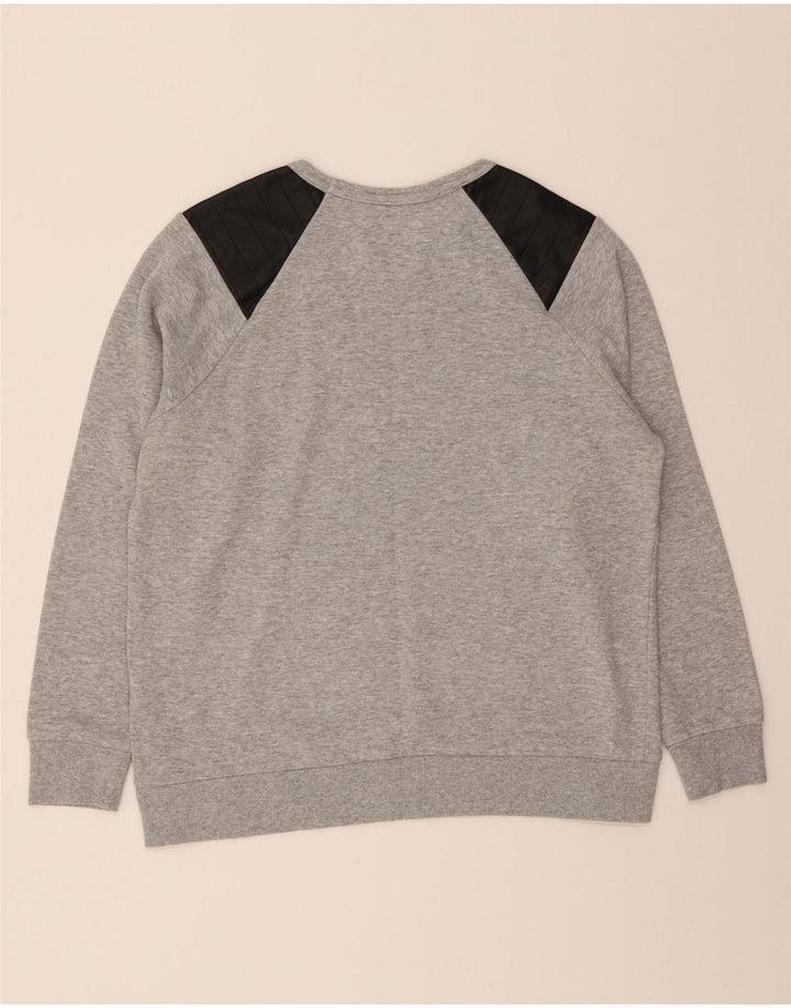 DKNY Womens Graphic Sweatshirt Jumper UK 12 Medium Grey Colourblock Cotton Vintage Dkny and Second-Hand Dkny from Messina Hembry 