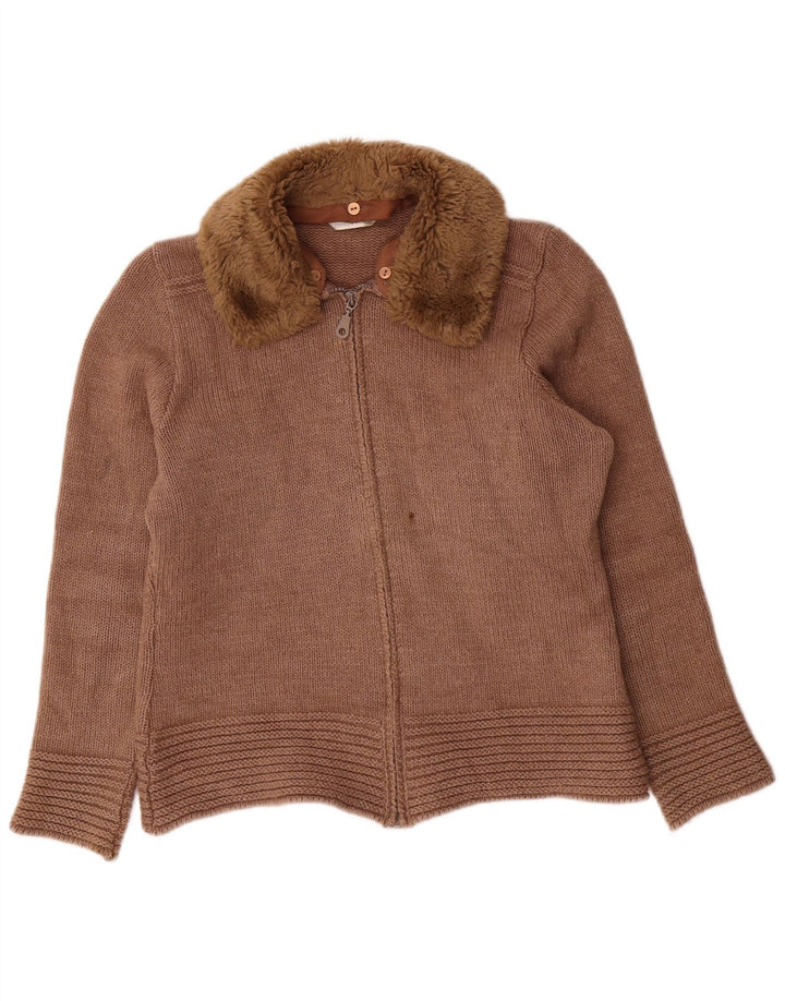 Женский кардиган-свитер Marks & Spencer SUK 14, средний коричневый цвет, шерсть