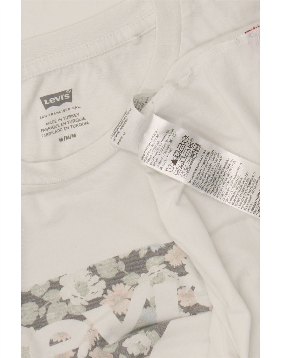 Женская футболка с рисунком Levi's Top UK 12, средний размер, белый хлопок