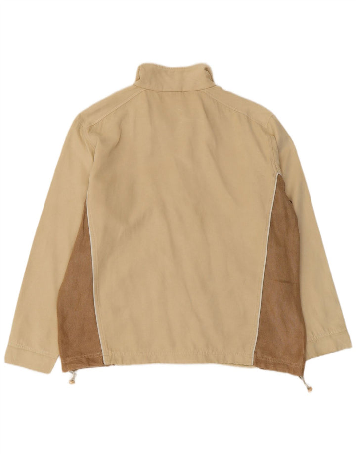 Женская велюровая спортивная куртка Diadora UK 14, большая бежевая с цветными блоками