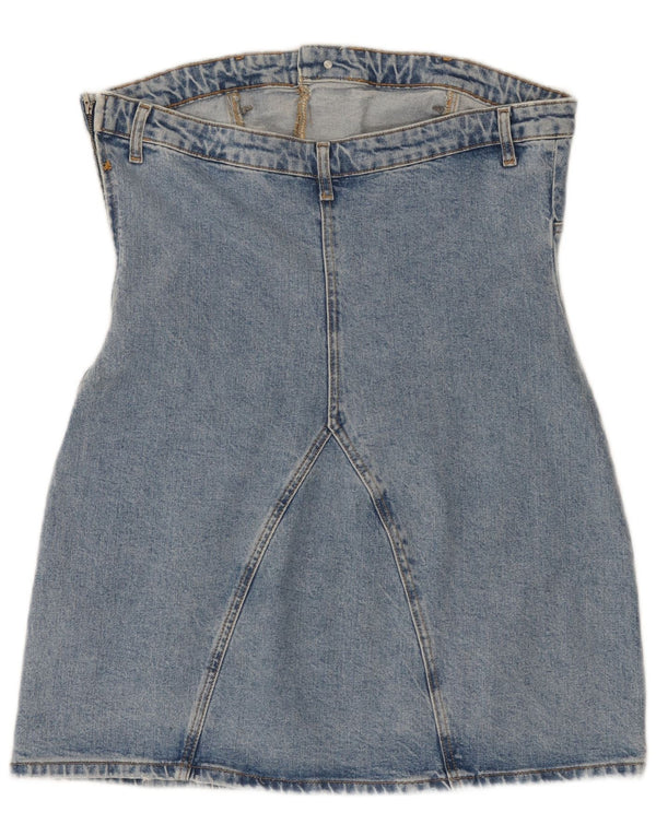 Женское джинсовое мини-платье без бретелек Zara UK 18 XL, синее, хлопок