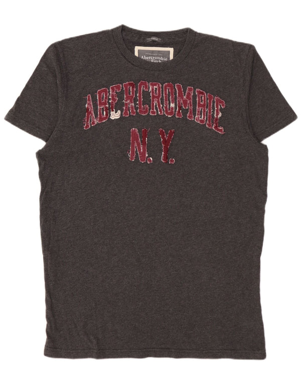 Abercrombie & Fitch Mens Graphic T-Shirt Top XL Grey Flecked Cotton