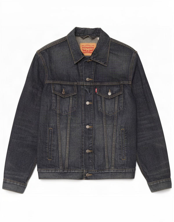 Мужская джинсовая куртка Levi's UK 40, большая, темно-синяя, хлопок
