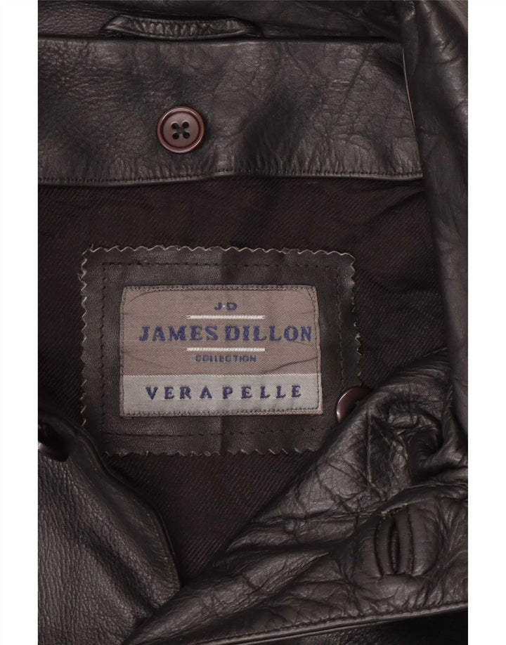 Мужская кожаная куртка James Dillon UK 42 XL черная
