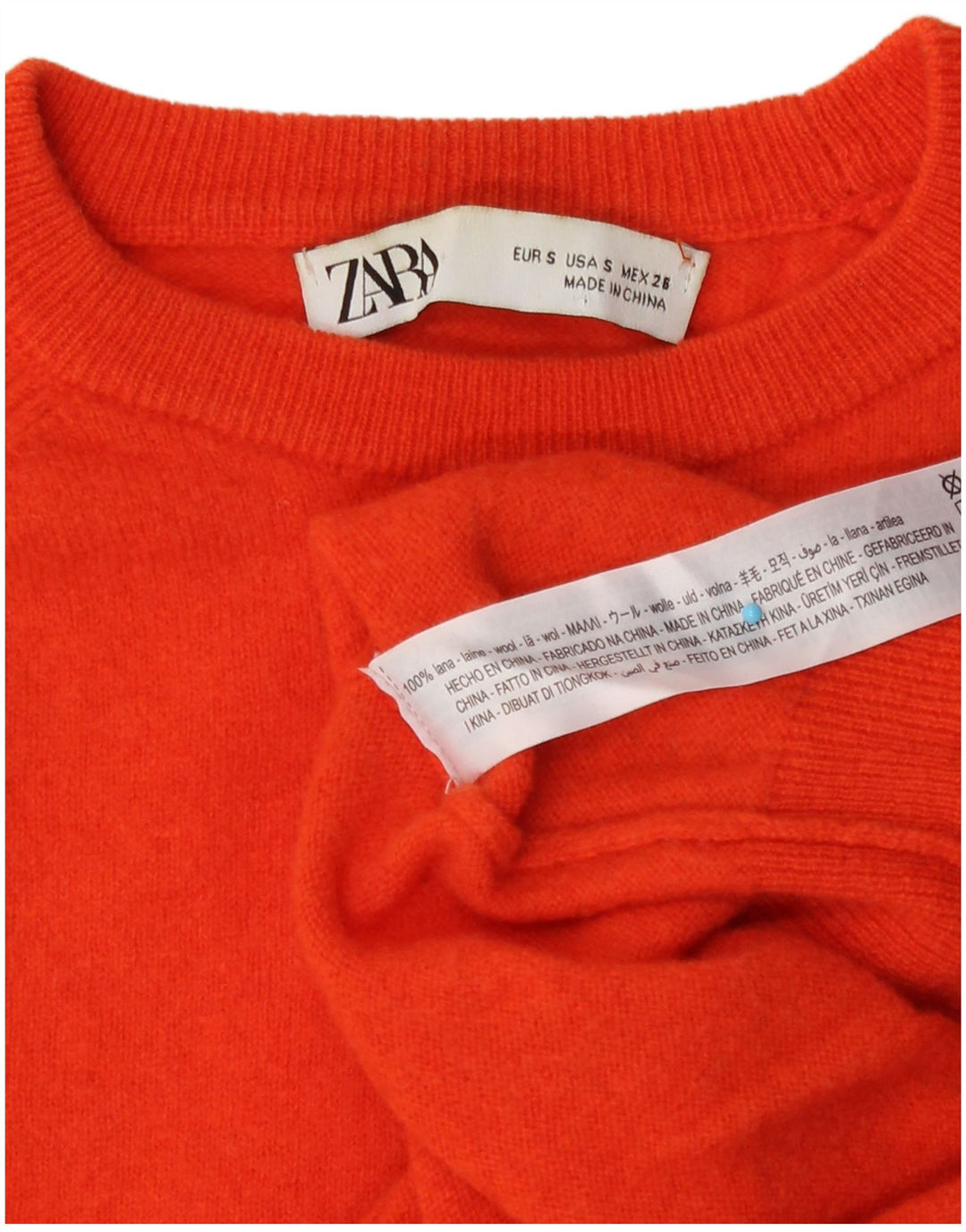 Мужской джемпер с круглым вырезом Zara, маленький оранжевый шерстяной свитер