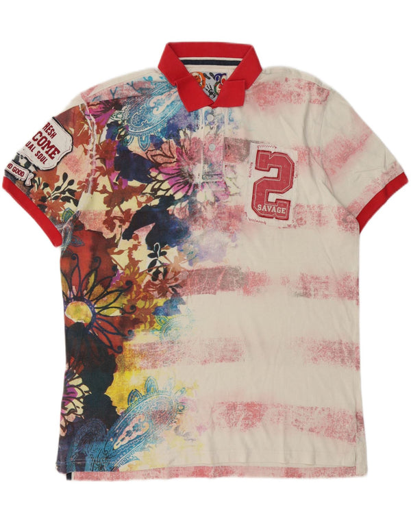 Мужская рубашка поло Desigual с рисунком 2XL, разноцветный хлопок с цветочным принтом